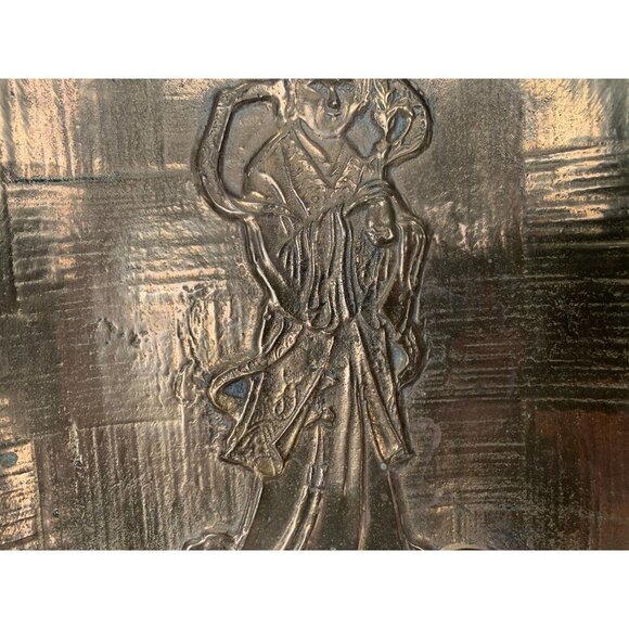 Decorative Brass Tray/Plate Made in Taiwan Woman Wearing Dress Vintage - Picture 3 of 8